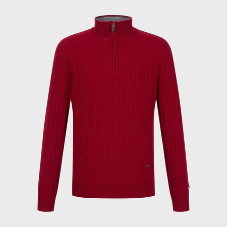 케이블 반짚업 스웨터 레드 (AM0DRD40376)